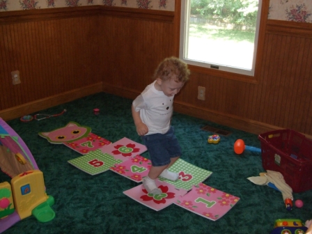 brian playing hopscotch